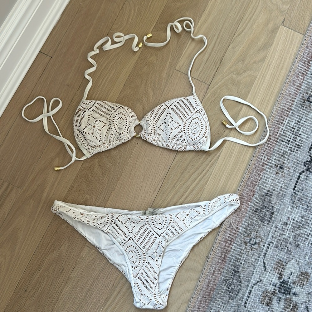 Beach Bunny Ivory Crochet Bikini